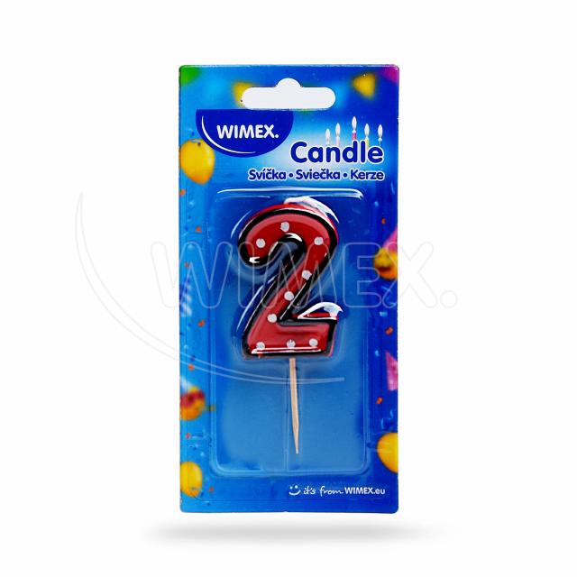 Číslová svíčka na špejli "2" 50mm [1 ks]