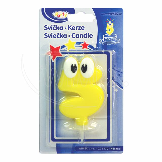 Číslová svíčka se stojánkem "5" 80mm [1 ks]