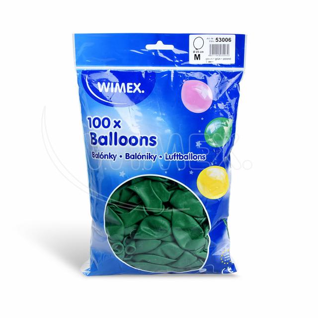 Nafukovací balónek zelený Ø25cm `M` [100 ks]