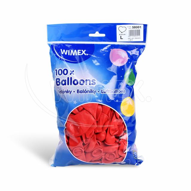 Nafukovací balónek tvar srdce červený Ø35cm `L` [100 ks]