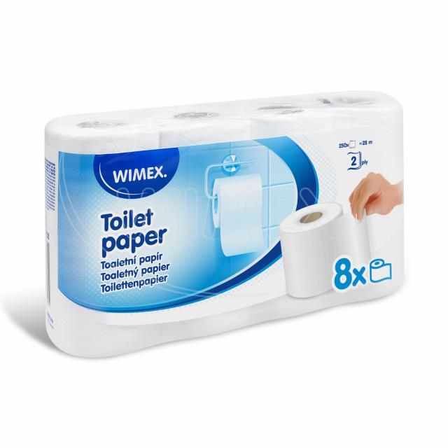 Toaletní papír (FSC Mix) 2vrstvý bílý Ø10,5cm 28m 250 útržků [8 ks]