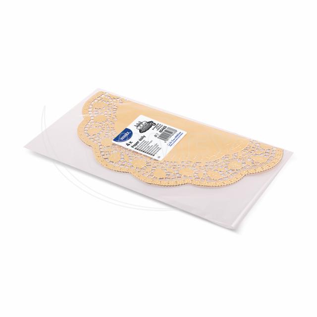 Dekorativní krajka (PAP/ALU) kulatá zlatá Ø32cm [4 ks]