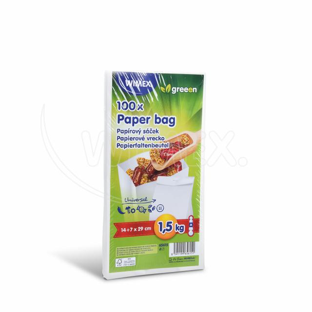 Papírový sáček (FSC Mix) s bočním skladem bílý 14+7 x 29 cm `1,5kg` [100 ks]