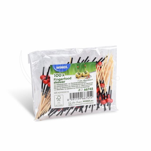 Fingerfood bodec (bambus FSC 100%) Perla červená 7cm [100 ks]
