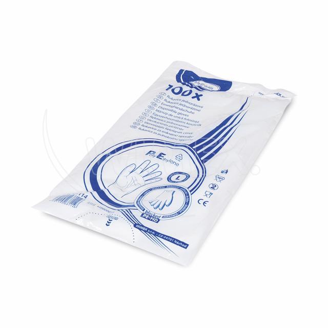 Rukavice (HDPE) jednorázová transparentní `L` v bloku [100 ks]