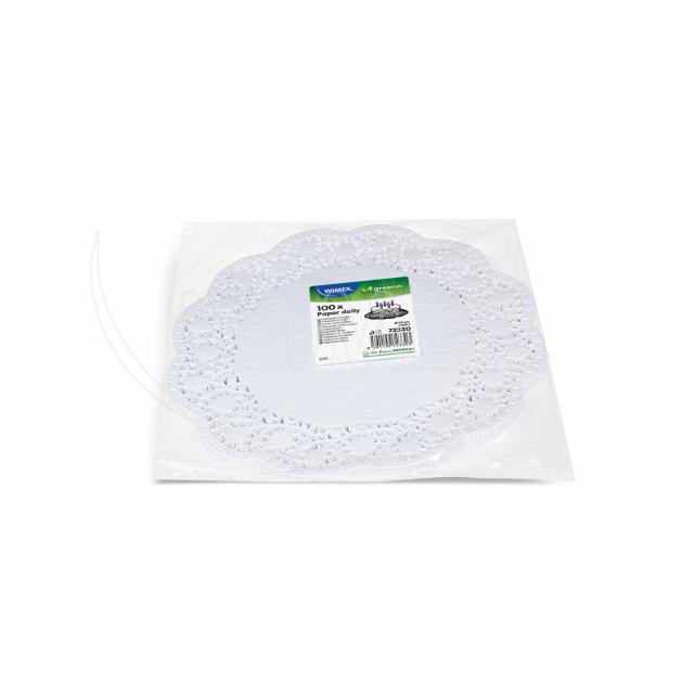 Dekorativní krajka (PAP) kulatá bílá Ø30cm [100 ks]