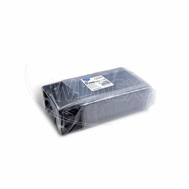 Miska na Sushi + víčko (PP/rPET) černá + průhledné 167 x 93 x 45 mm [50 sad]
