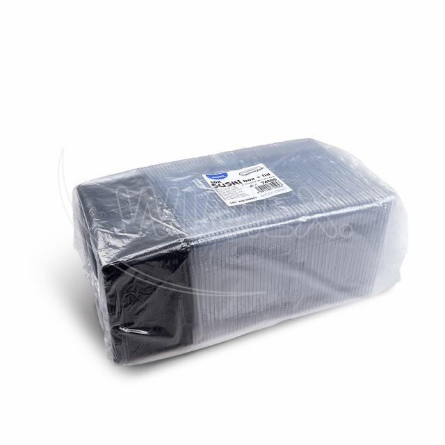 Miska na Sushi + víčko (PP/rPET) černá + průhledné 188 x 130 x 45 mm [50 sad]