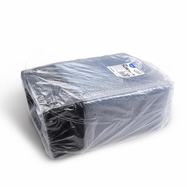 Miska na Sushi + víčko (PP/rPET) černá + průhledné 240 x 147 x 45 mm [50 sad]
