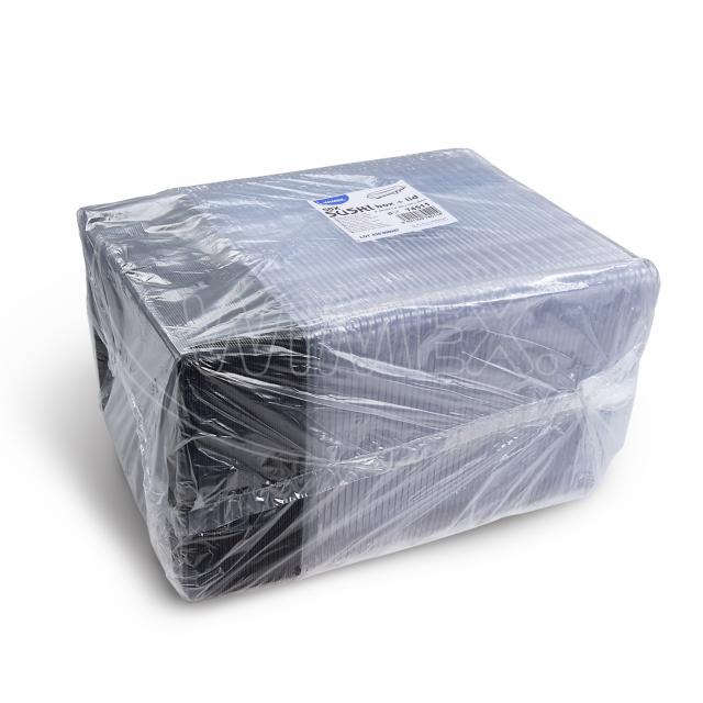 Miska na Sushi + víčko (PP/rPET) černá + průhledné 260 x 190 x 45 mm [50 sad]