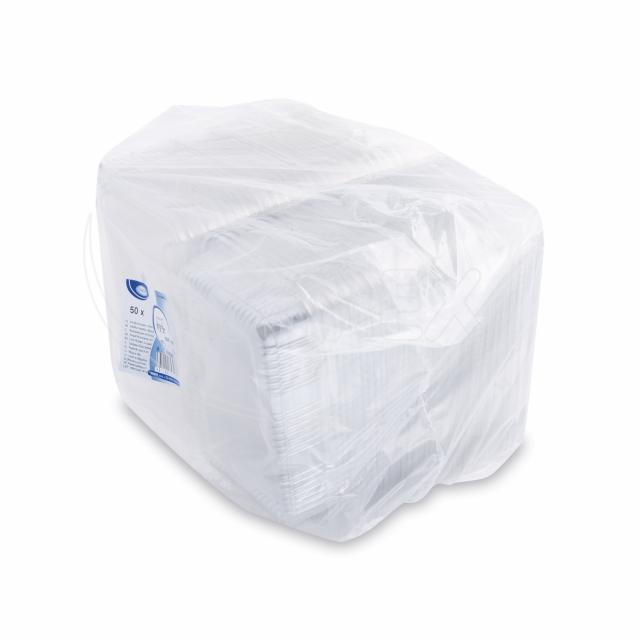 Vanička (rPET) s víčkem hranatá průhledná 800ml [50 ks]